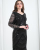 Chiffon dress embroidered with Pharaonic embroidery pattern 