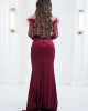 Evening dress with feather edges